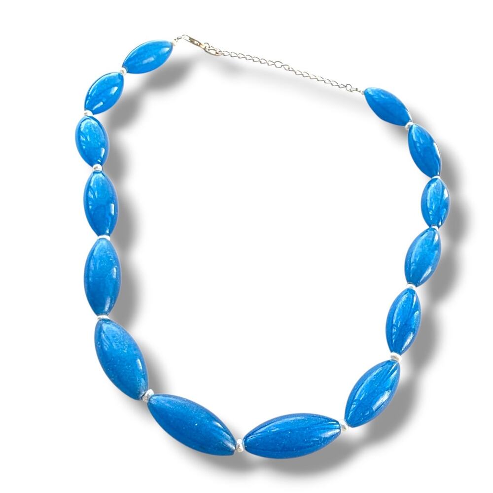 Designer BSJ Womens Necklace Blue Quartz Sterling Silver 925 Signed‎ Pearl